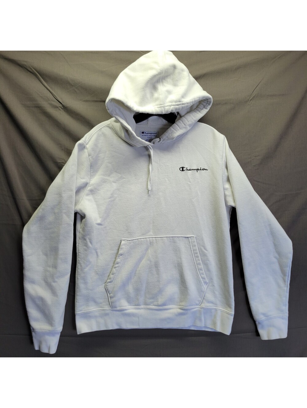 Champion Athletics Unisex Midweight Jersey Hoodie, Script Logo White Size Small